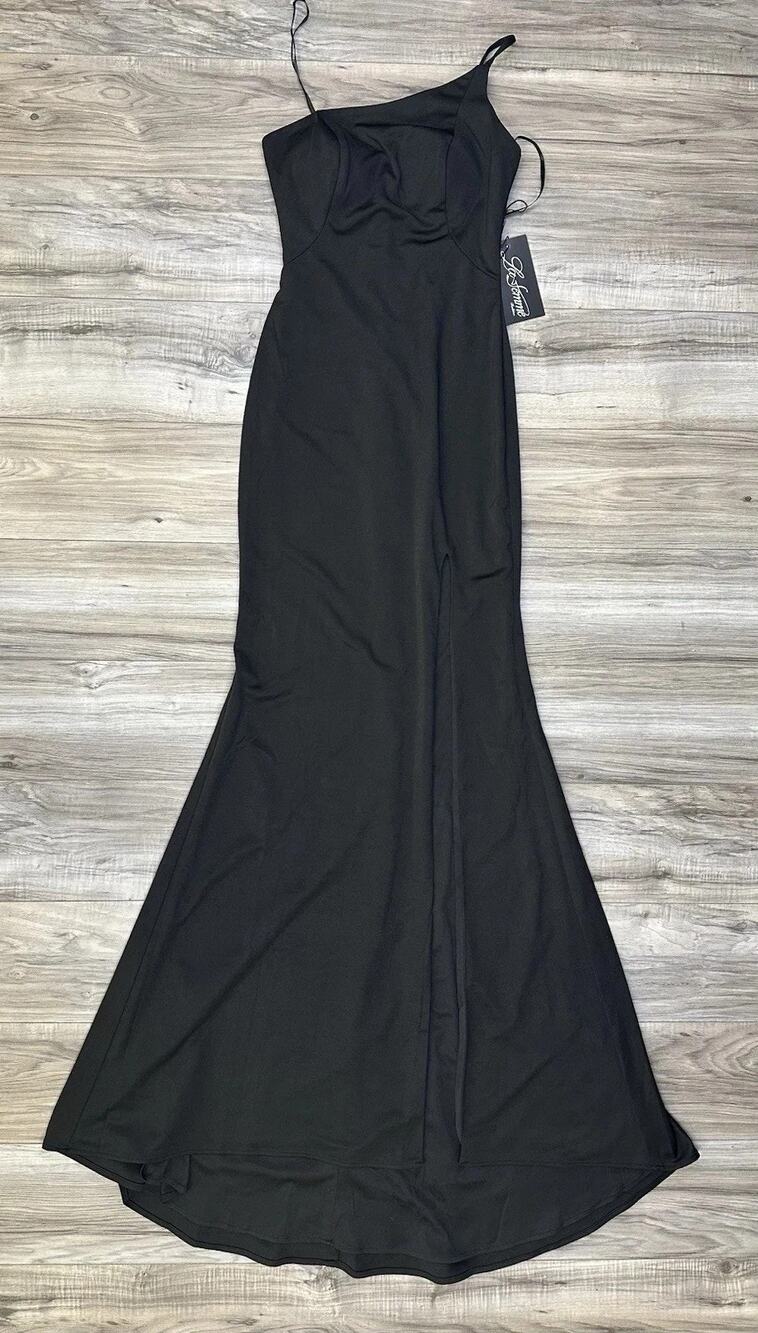 La Femme 28176 Long Jersey Scoop Neck Open Back Formal Gown Dress Womens Size 2